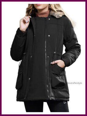 Maternity 3 in 1 Winter Parka Fleece Lined Hooded Coat Adjustable